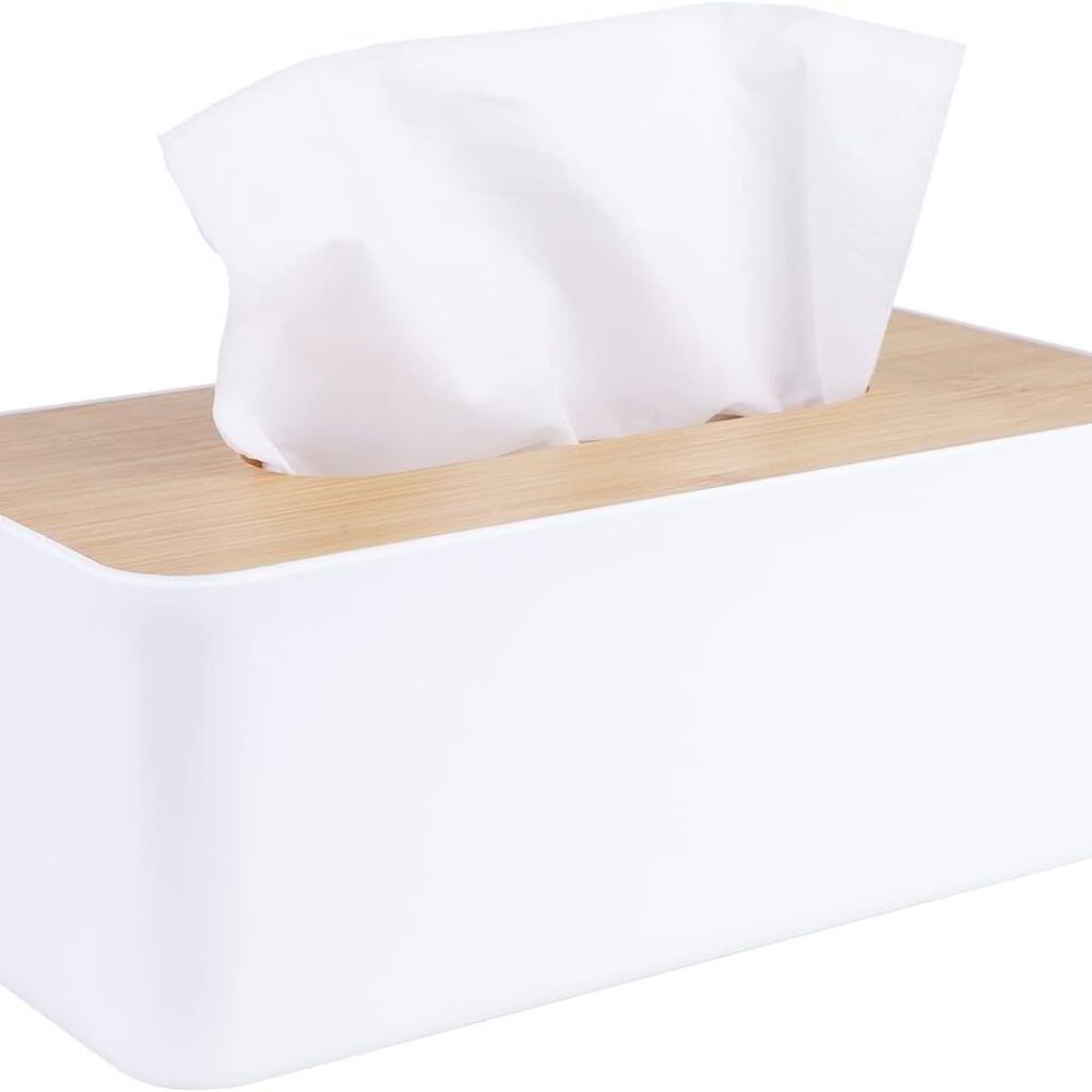 Tissue Box Holder for Bathrooms,Bamboo Cover Plate,Home and Office1 Pack